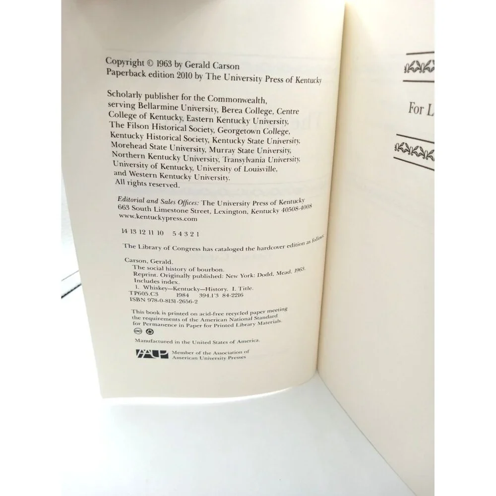 The Social History Of Bourbon Gerald Carson Paperback Whiskey Origins - Picture 15 of 15